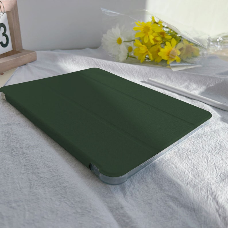 Dark green Cover Case For Apple iPad 9.7 10.2 10.5 11 inch,iPad Air 2 3 4 iPad mini 6 5 4 3 iPad Pro iPad 2021 2020 Case image 3