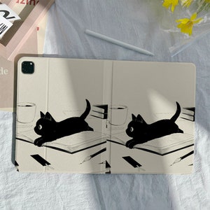 Kawaii Cat Lying on Book iPad Case Cover For iPad 10.2 10.9 11'' 12.9 inch, iPad Air 3 4 iPad mini 6 5 4 3 iPad Pro iPad 2022 2021 Case zdjęcie 6
