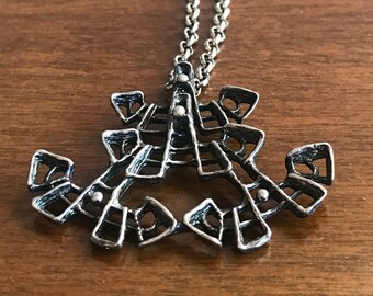 Studio Else&Paul Sterling Silver Pendant Necklace, Hallmark 925S H, Scandinavian modernism, Norway, Vintage