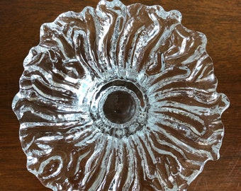Vintage  Humppila Glass Finland  Sunflower Art Glass Candle Holder Designed by Pertti Santalahti, 1970s Humppila Glass Finland
