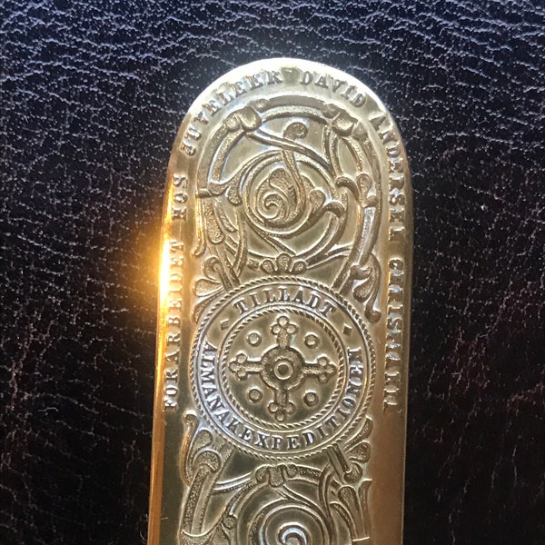 David Andersen, Norwegian Farmers Almanac Calendar, Brass Letter Opener, Norwegian "Primstav" Ancient Calendar, Oslo Norway