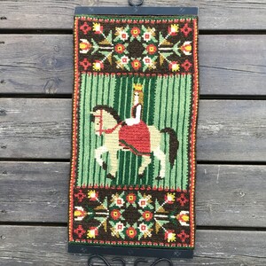 Vintage Norwegian Homemade Handmade Tapestry Wall Hanging or Table
