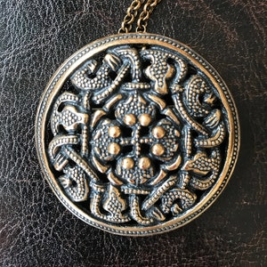 Bronze SIGMUND ESPELAND Pendant Brooch Necklace, Vintage "SE Snorre Bronse" ,Celtic Viking, Norway