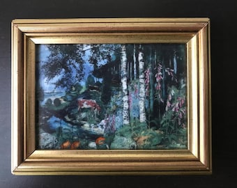 Vintage Art Tile, N. Astrup (Nikolai Johannes Astrup) series of paintings, Foxgloves 1909. National Museum, Porsgrund Porcelain, Norway