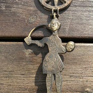 Antique Bronze Hanging Byzantine Cross Candle Holder with Executioner, Orthodox Church , Relief Images, Cast Metal, Mid 20 Century, Europe