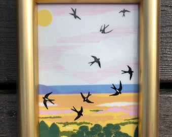 Vintage Porsgrund Porcelain Art Tile, Signed by Anne Marie Odegaard, Porsgrunn Telemark Norway