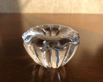 Vintage Orrefors Sweden &quot;Stella&quot; Crystal Candle Holder designed by Sven Palmkqvist, Signed &quot;of&quot; (Orrefors) 1960s Orrefors Sweden