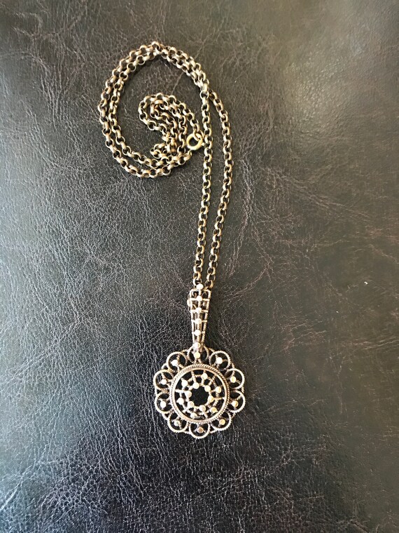 Vintage Norway Modern Norwegian Jewellery Bronze Pendant Necklace by Knut Paulsen Mix Technique 1970s