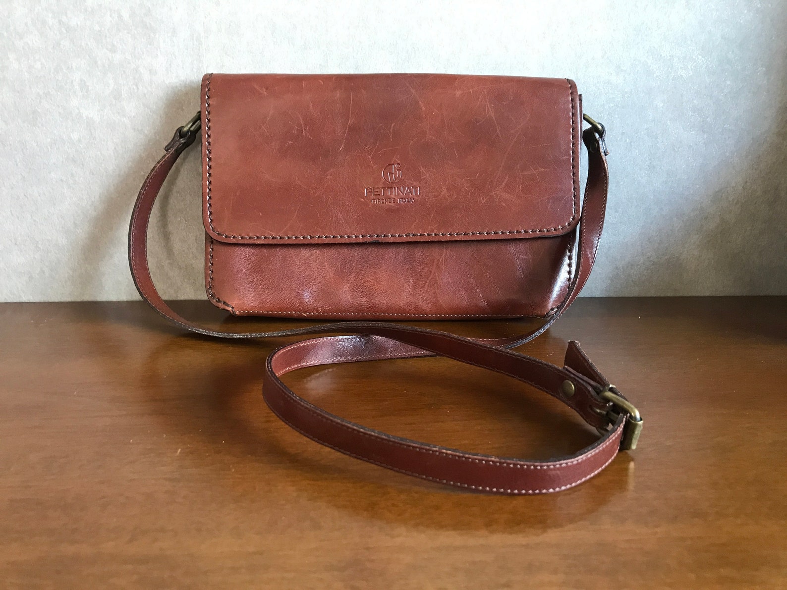 Vintage Pettinati Firenze Italia Ladies Leather Bag Crossbody Etsy