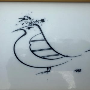 Vintage Porsgrund Porcelain Art Tile, Signed by Anne Marie Odegaard, Porsgrunn Telemark Norway