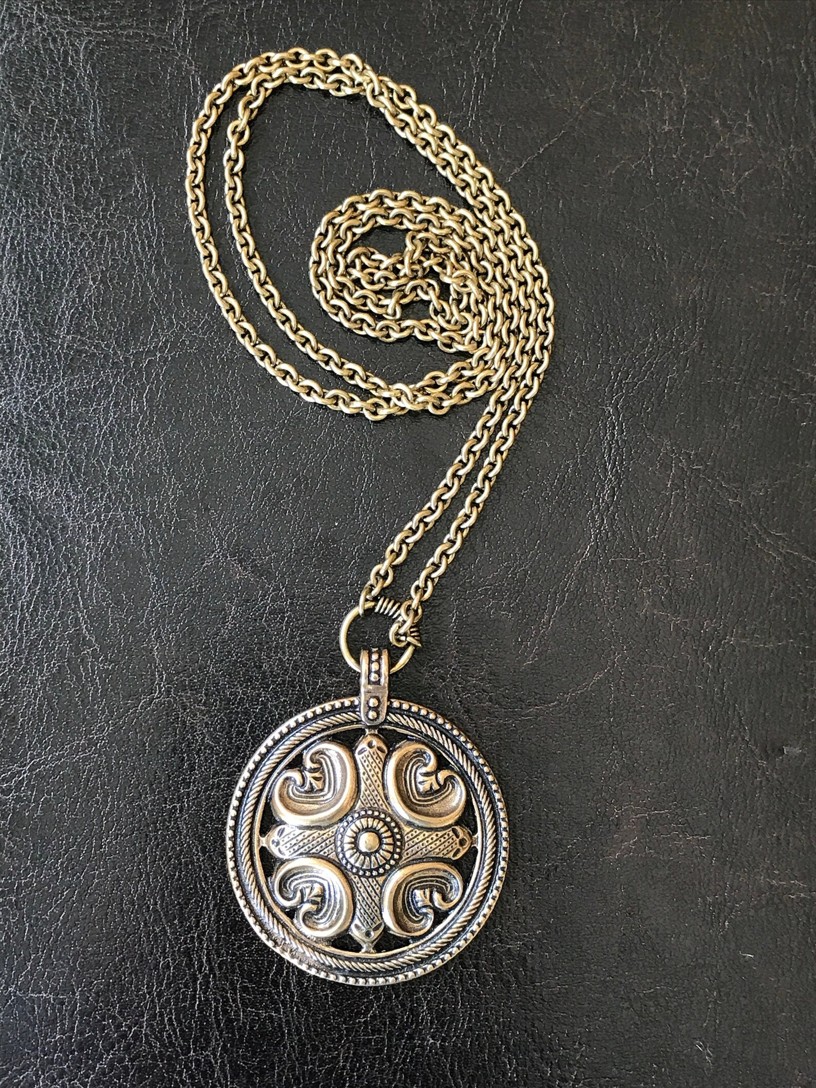 Kalevala Koru Collectible Bronze Pendant Necklace, Viking Era Motive