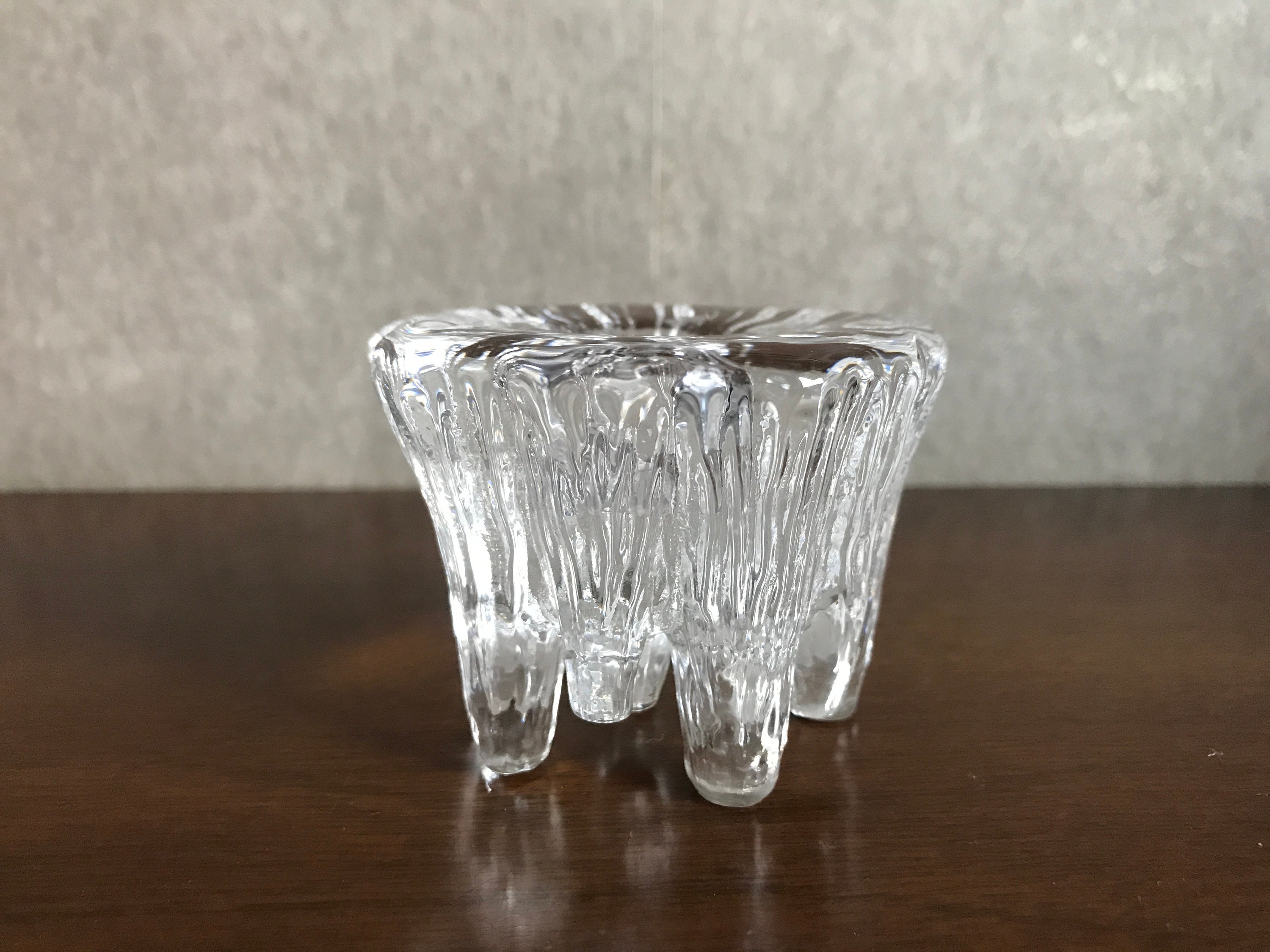 Vintage Rare Hadeland Crystal, Scandinavian Crystal Art Glass, Dripping Ice Crystal Candle Holder, 1970s, Mid century, Hadeland Norway