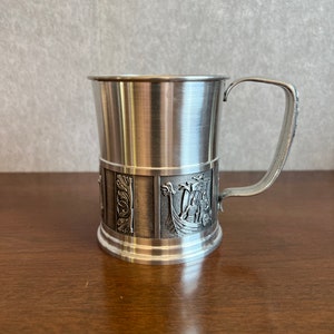 Jarra de cerveza de peltre KongeTinn, arte en metal noruego, historia vikinga, Noruega
