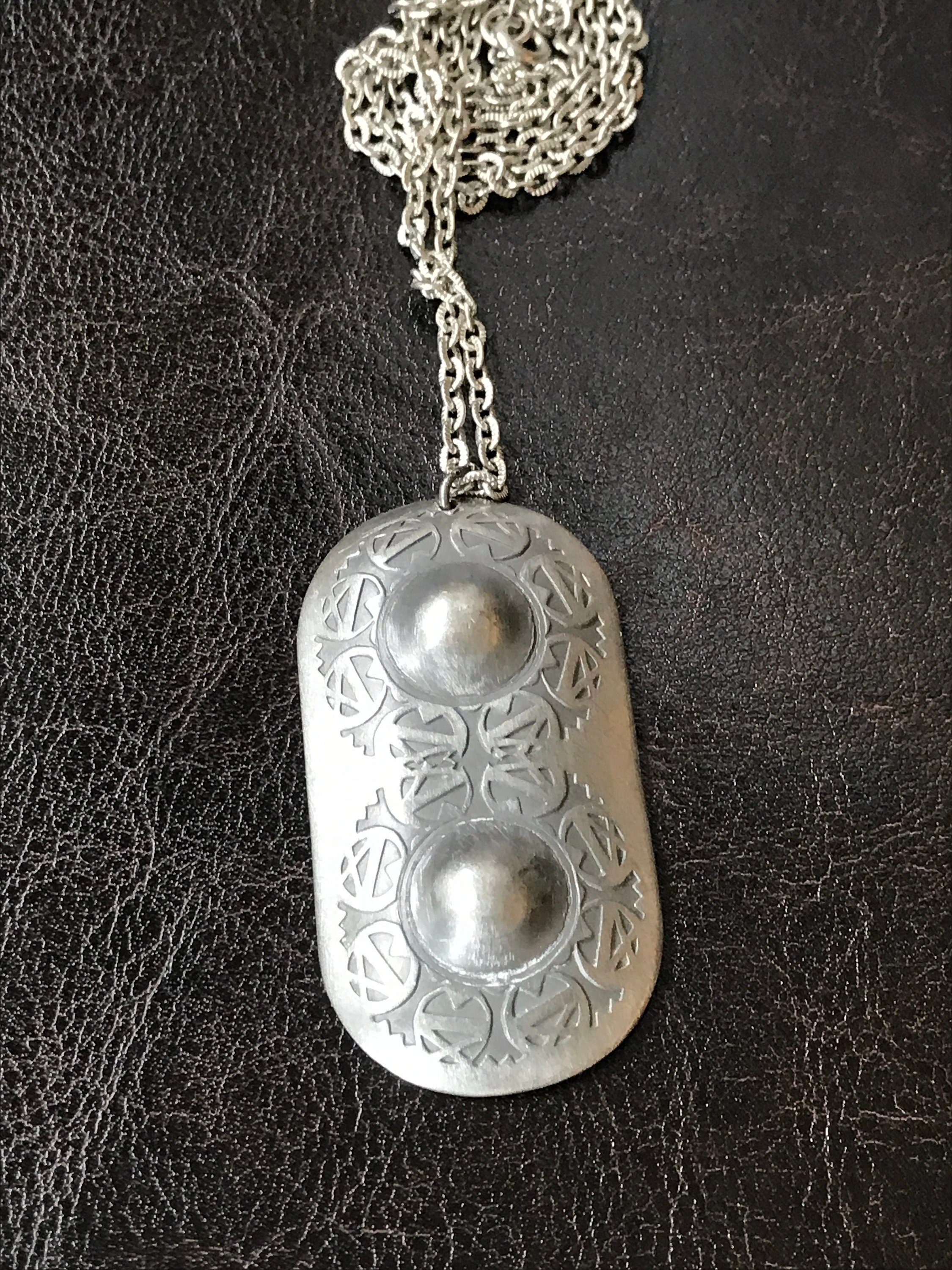 Rolf Buodd Pewter, Vintage Handmade Norwegian Pewter Pendant Necklace