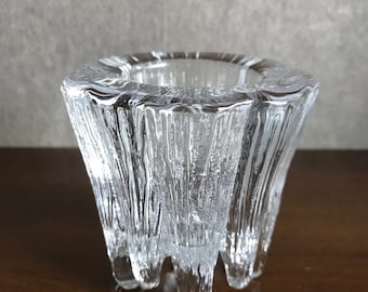 Vintage Rare Hadeland Crystal, Scandinavian Crystal Art Glass, Dripping Ice Crystal Candle Holder, 1970s, Mid century, Hadeland Norway