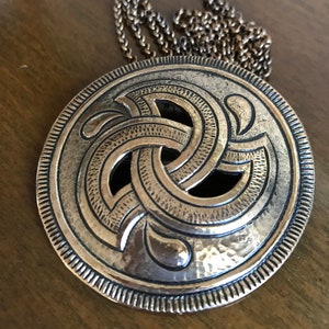 Bronze SIGMUND ESPELAND Pendant Brooch Necklace, Vintage "SE Snorre Bronse" ,Celtic Viking, Norway