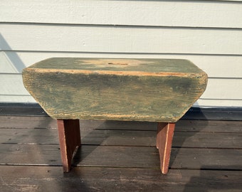 Taburete de madera rústico noruego vintage hecho a mano (Krak), muebles tradicionales escandinavos para el hogar, banco tradicional, década de 1940, Telemark Noruega