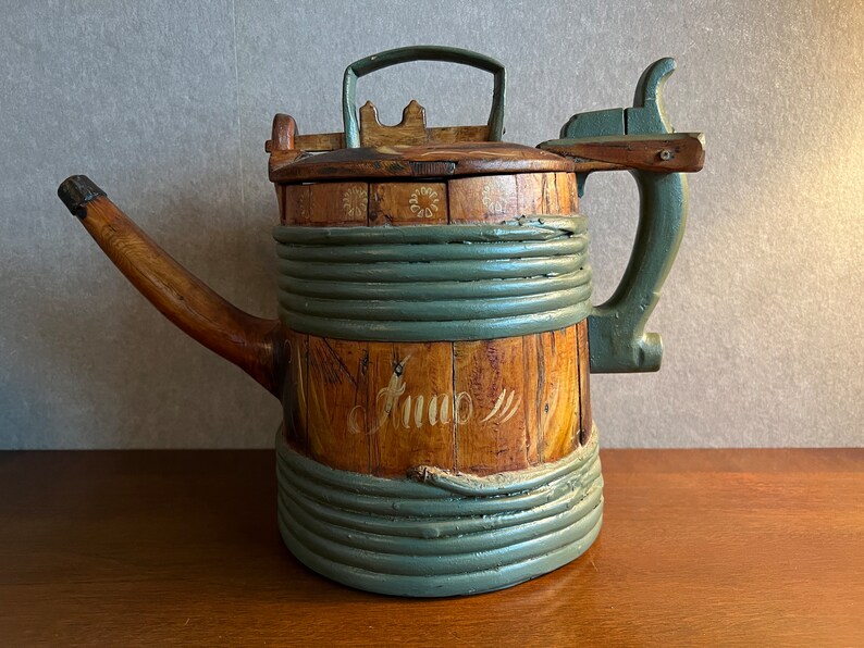 Original Antique Swedish Tutkane, Swedish «Kurbitsmaleri», Dalarna Folk Art, 1849, Dalarna Sweden image 2