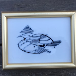 Vintage Porsgrund Porcelain Art Tile, Signed by Anne Marie Odegaard, Porsgrunn Telemark Norway