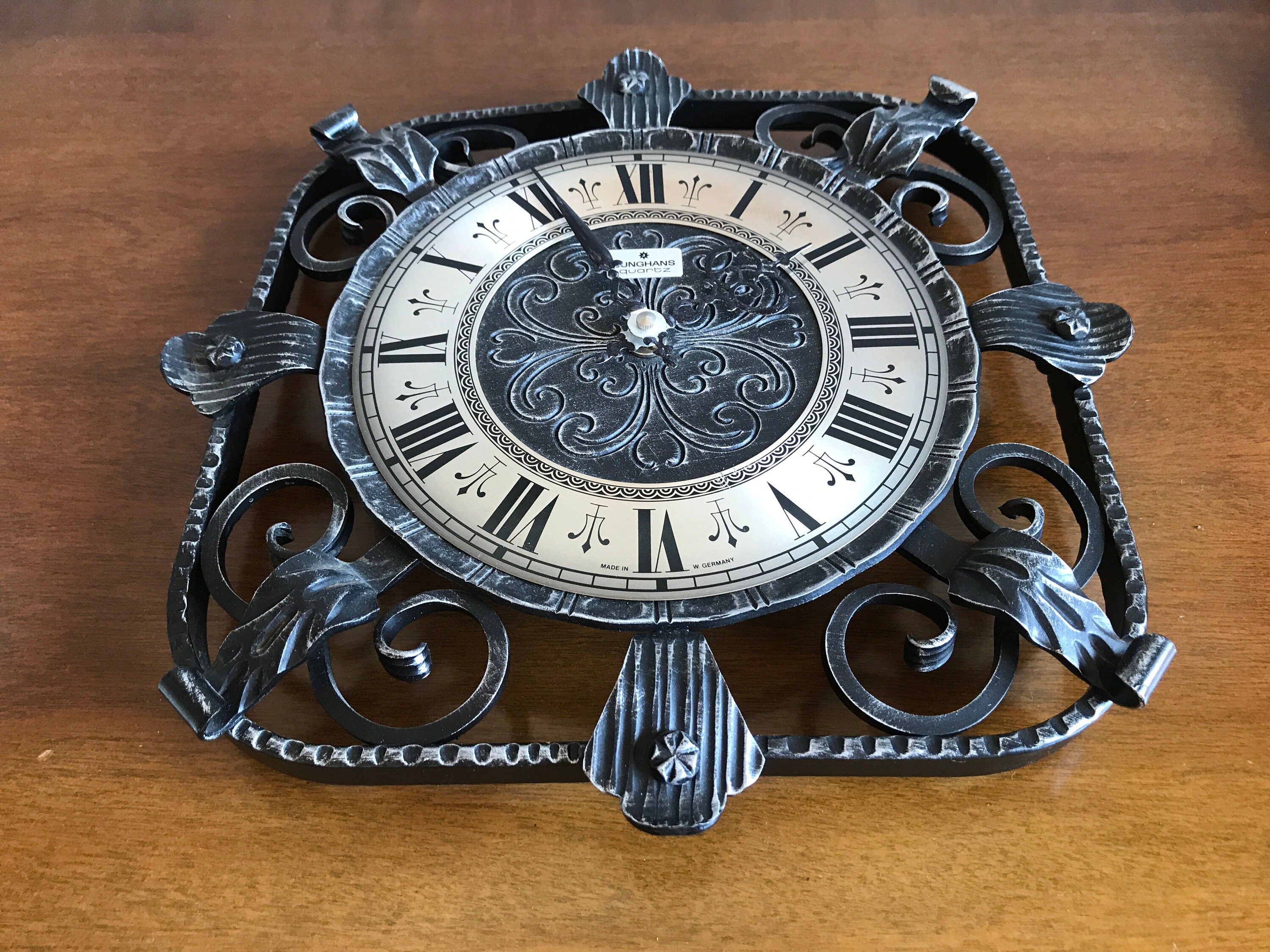 Junghans Wall Clock With Handmade Black Metal Decoration Mid Etsy Australia