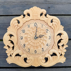 Vintage Norwegian Handmade Deep Wood Carving Clock, Viking Wood Carving, Signed, 2000, Telemark Norway