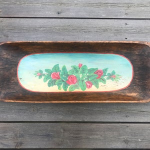 Antique Norwegian Hand Carved Manger, Hand Painted Norwegian Trau, ca 1920s,  Carved from Single Piece of Wood, Telemark Norway