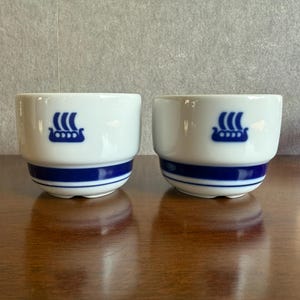Pair of Coffee Cups, Porsgrund Porcelain, Viking Votive, 1980s  Porsgrunn Telemark Norway