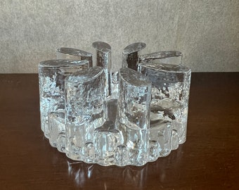 Vintage Glasdesign Georgeshutter Art Glass Crystal Tea Light Holder, Plate Warmer. W. Germany Becker Design, Glass Crystal 1970s