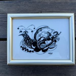 Vintage Porsgrund Porcelain Art Tile, Signed by Anne Marie Odegaard, Porsgrunn Telemark Norway