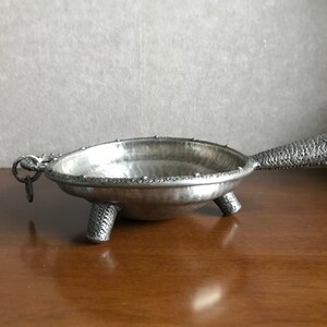 Vintage Very Rare Handmade Tinn Viking Style Øreskål,  Drinking Bowl, Big Ladle, Signed, Viking History, 1950s, Norwegian Art, Norway