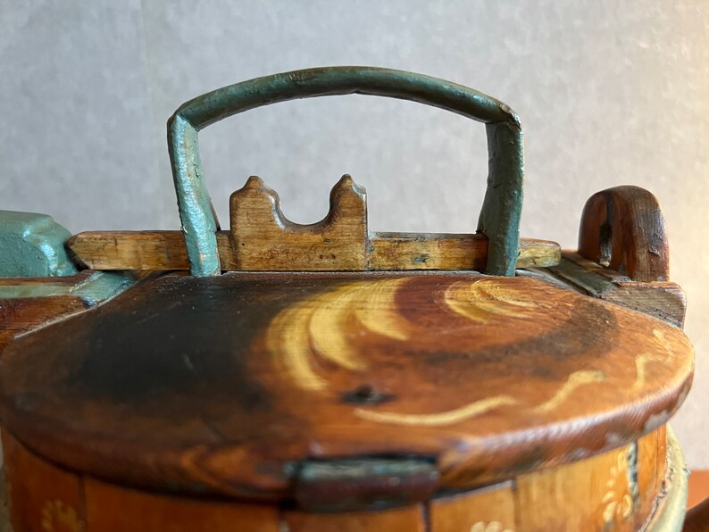 Original Antique Swedish Tutkane, Swedish «Kurbitsmaleri», Dalarna Folk Art, 1849, Dalarna Sweden image 6