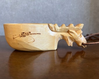 Kuuksa Kasa, Kuuksa Cup, Vintage Scandinavian Wooden Cup, Signed, Traditional Cup of People of Lapland, Sámi, northern Scandinavia, 1930s