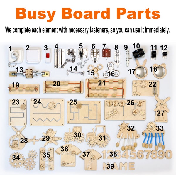 Custom busy board parts for toddler, DIY busy board pieces, Busyboard parts accessory, Sensory board details, Activity board elements