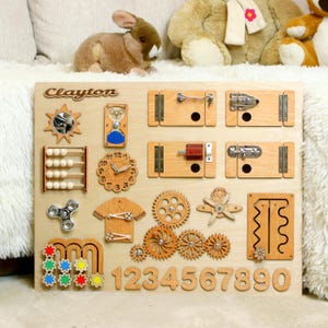 Personalized Montessori Busy Board: Sensory Toy for Toddlers