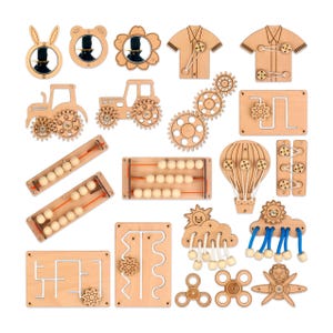 DIY Busy Board Parts: Baltic Birch Sensory Board Accessories