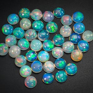 100% Natural Ethiopian Opal Loose Gemstone Cabochon 5mm 40pcs Welo Fire Round Shape Cabochon Lot