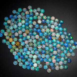 100% Natural Ethiopian Opal Loose Gemstone Cabochon 5mm Welo Fire Round Shape Cabochon Lot