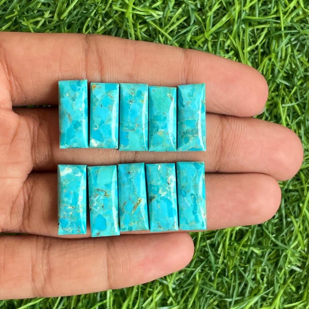 Blue Mohava Turquoise Rectangle Shape Cabochon Loose Gemstone 18x8mm ...