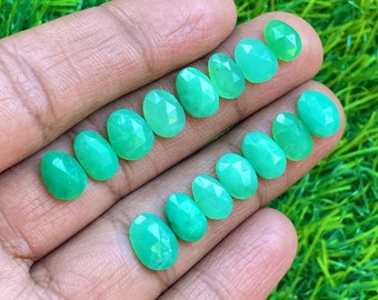 100% Natural chrysoprase rosecut gemstone - 15 pcs flatback rosecut for jewellery making