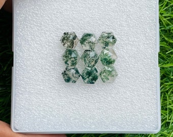 Natural moss agate rosecut gemstone 9pcs lot for jewelry making , ring , pendant, bracelet making