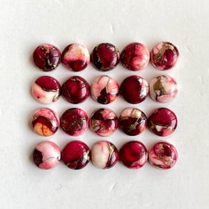 Red Oyster Copper turquoise round Cabochon Loose gemstone lot for jewelry making , ring , pendant, bracelet making.