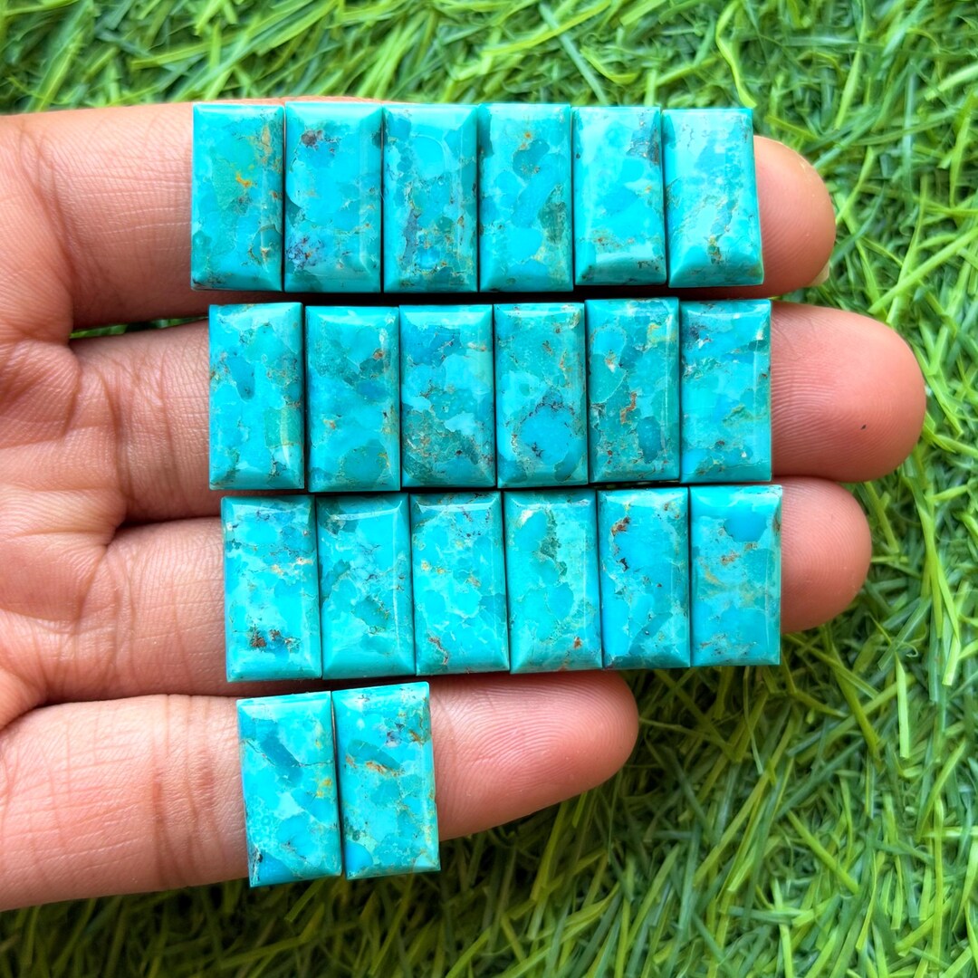 Blue Mohava Turquoise Rectangle Shape Cabochon Loose Gemstone 16x8mm ...