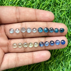 Natural kyanite rosecut gemstone 20pcs 6mm lot for jewelry making ,ring , pendant, bracelet making Aqua/neon paraiba/mint green/blue kyanite