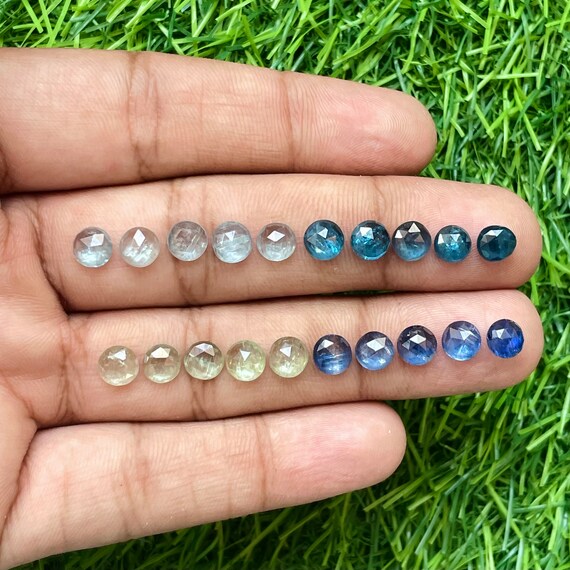 Natural kyanite rosecut gemstone 20pcs 6mm lot for jewelry making ,ring , pendant, bracelet making Aqua/neon paraiba/mint green/blue kyanite