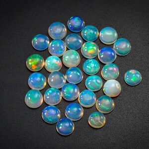 100% Natural Ethiopian Opal Loose Gemstone Cabochon 4mm 30pcs Welo Fire Round Shape Cabochon Lot