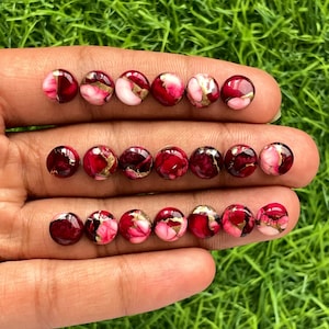 Red Oyster Copper turquoise round Cabochon Loose gemstone lot for jewelry making , ring , pendant, bracelet making.