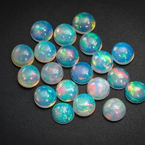 100% Natural Ethiopian Opal Loose Gemstone Cabochon 5mm 20pcs Welo Fire Round Shape Cabochon Lot