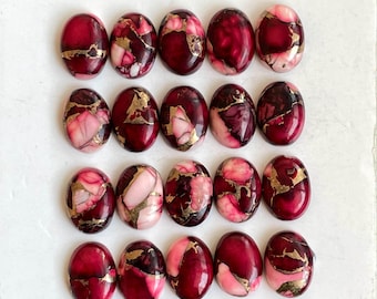 Red Oyster Copper turquoise Oval Cabochon Loose gemstone lot for jewelry making , ring , pendant, bracelet making.