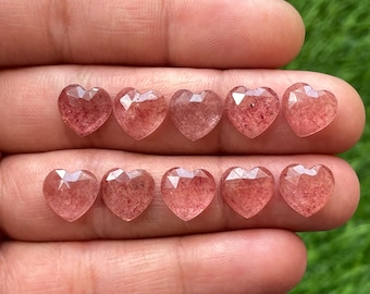 Strawberry quartz rosecut heart shape  jewelry making , ring , pendant, bracelet making