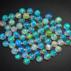 100% Natural Ethiopian Opal Loose Gemstone Cabochon 4mm 70pcs Welo Fire Round Shape Cabochon Lot